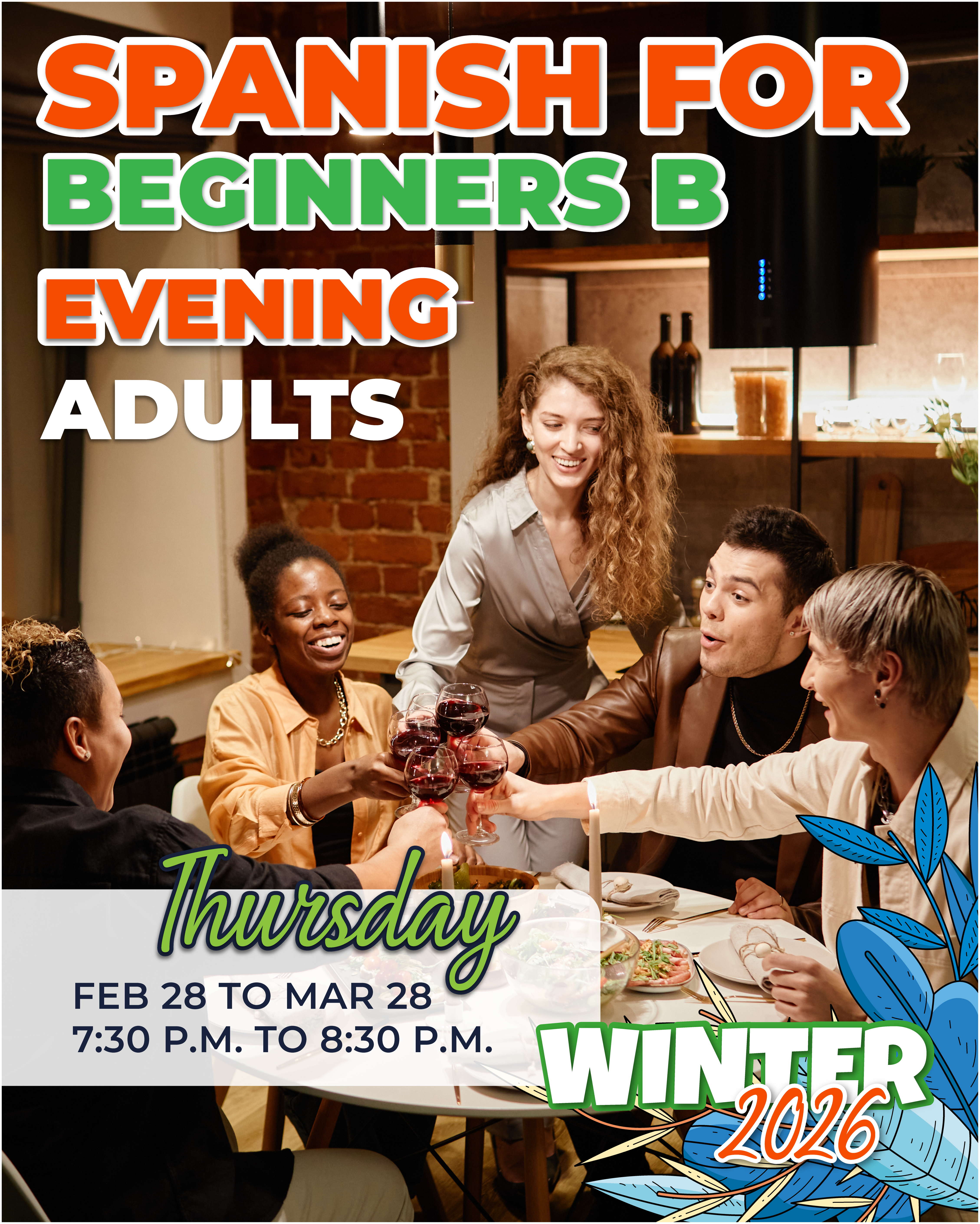 Spanis for adults winter evening